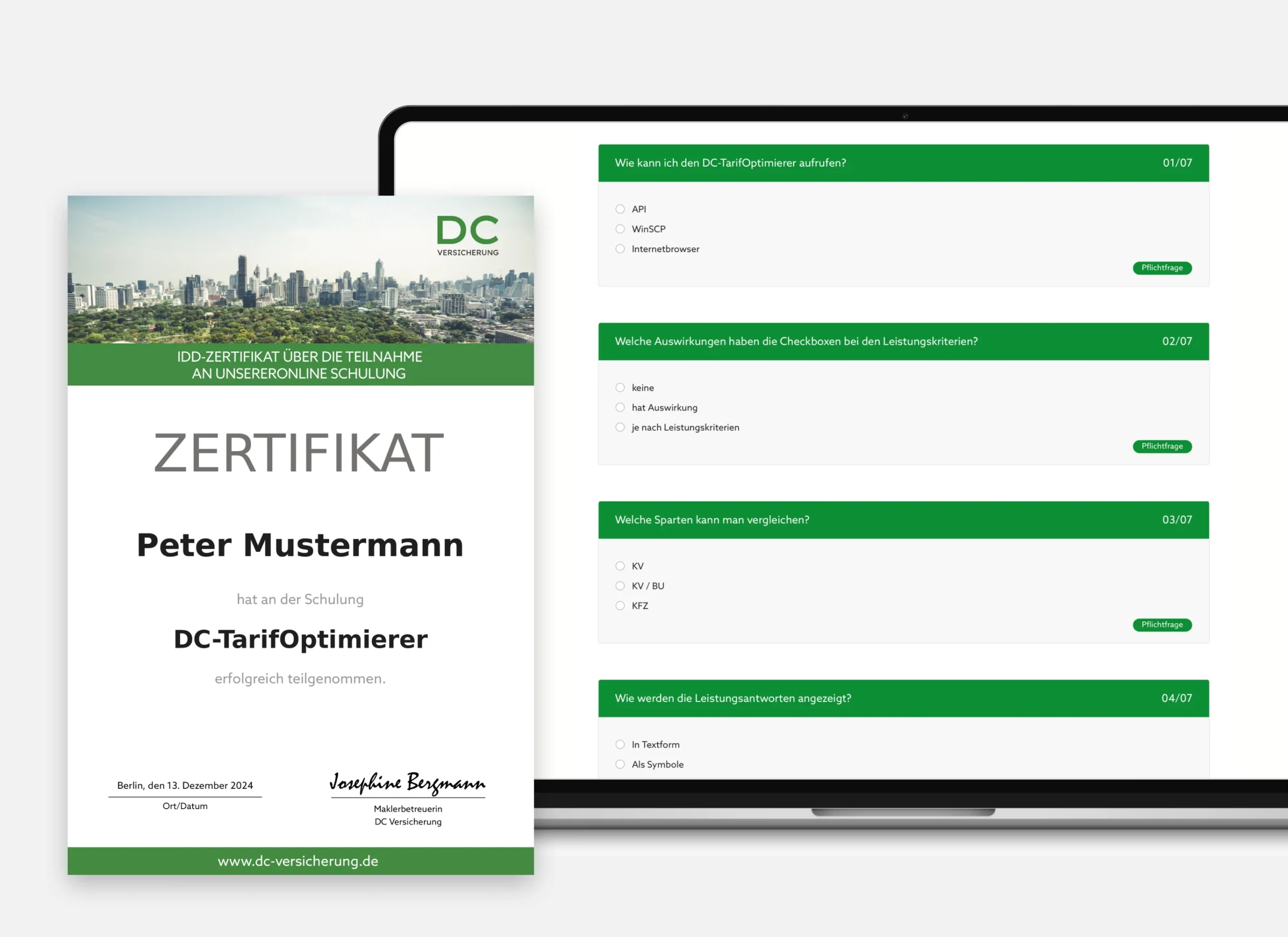 Webinar Wissenstests und Zertifikate