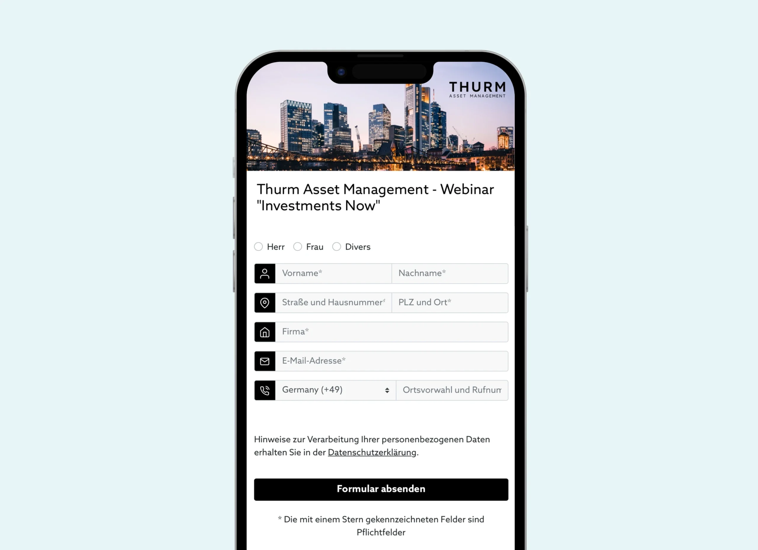 Handy Mockup CSN Anmeldeformular